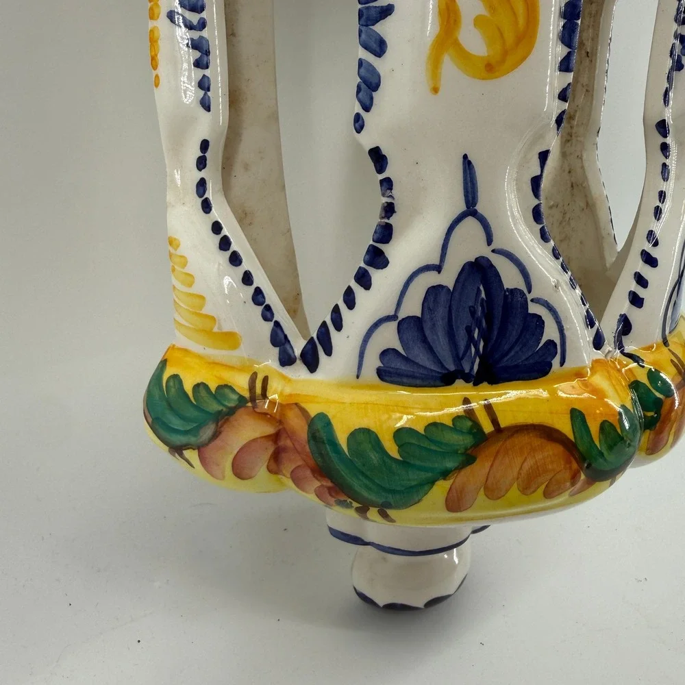 Ceramic‎ Wall Lantern Sconce Multi-Color Hand Painted Majolica Style Portguese